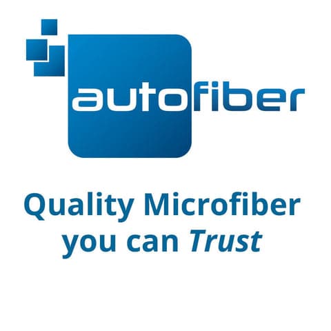 Autofiber logo with blue squares and the slogan Quality Microfiber you can Trust.